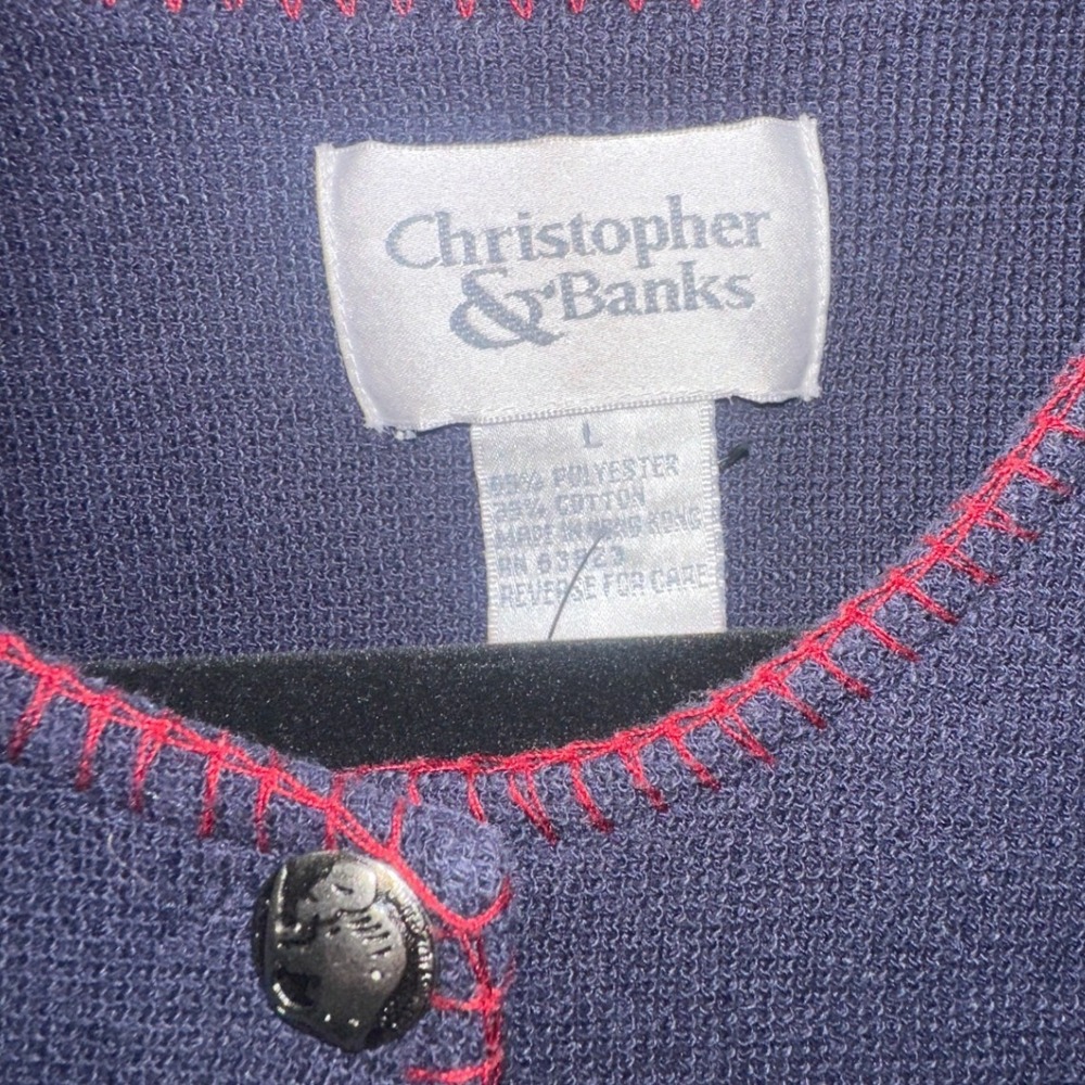90s Christopher & Banks USA Flag Cardigan Sweater Womens L Americana - Picture 3 of 6